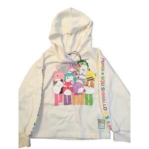 Puma Size 6/XS Graphic Hoodie X Squish Youth Girls Beige Casual Outerwear NWT